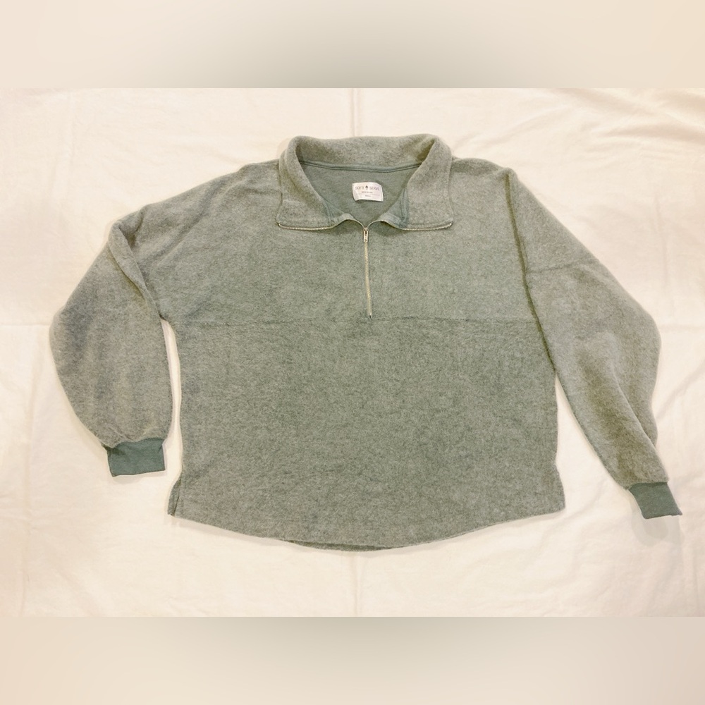 Soft Serve half zip sweater size SMALL aqua blue